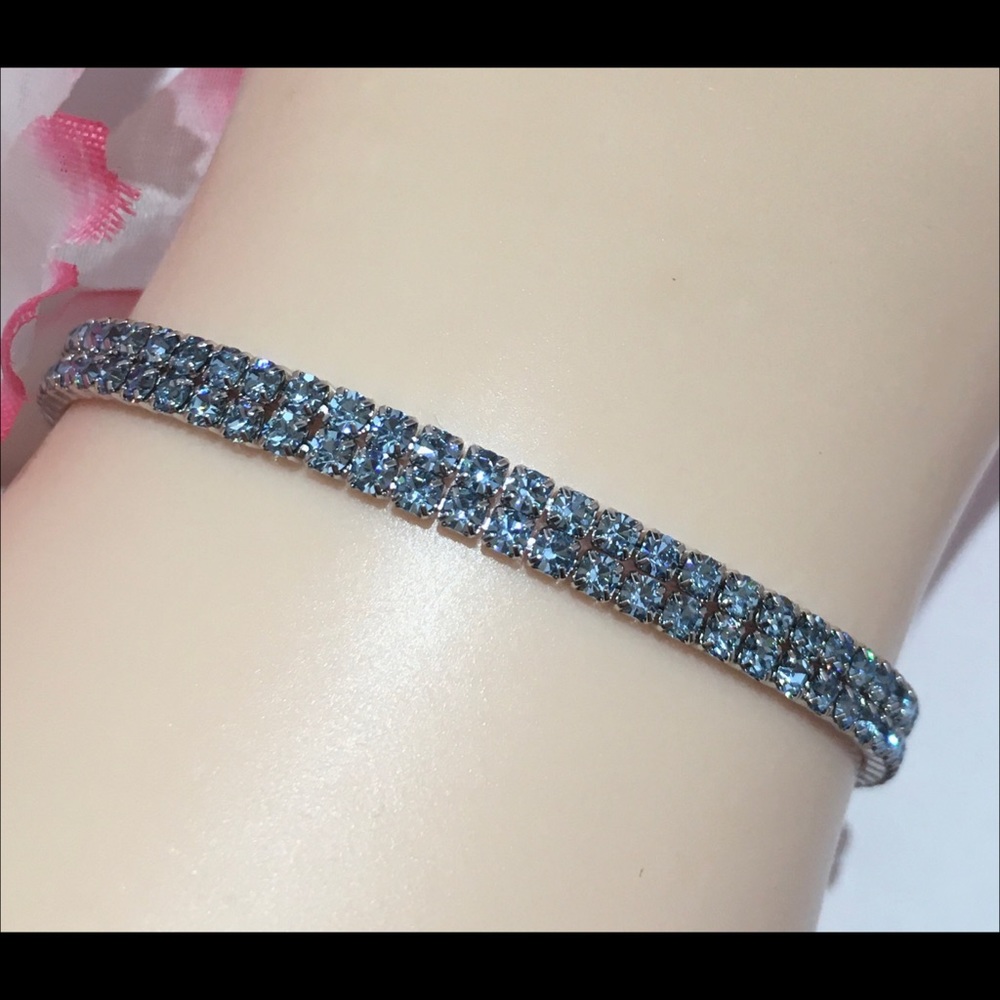 Radiant Aquamarine Czech Crystal Tennis Bracelet - Picture 5 of 11